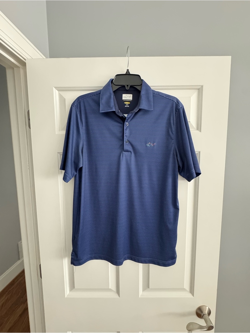 Greg Norman Navy Micro-Stripe Golf Polo